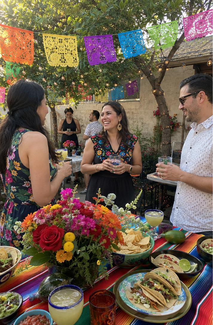 Mexicaanse fiesta met kleurrijke decoratie en hapjes