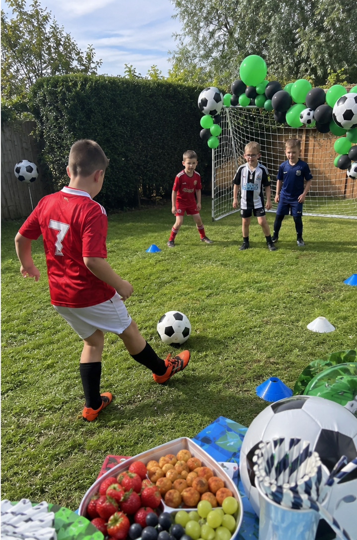 Voetbalfeest voor kinderen in de tuin